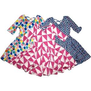 3 Dot Smile Girls 3 4 Balloons Geometric Pink Blue Ballerina Twirl Dress Lot